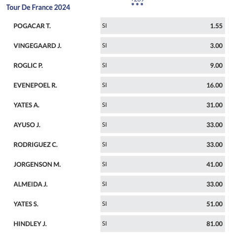 Antepost Tour de France 2024